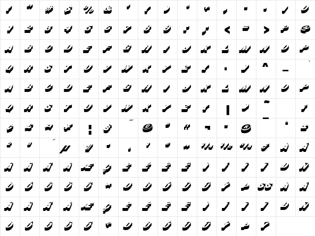 BusterD Regular  glyph index
