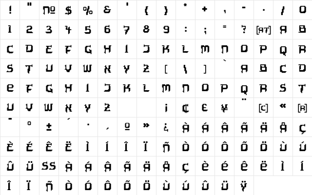 Tipi Electric  glyph index