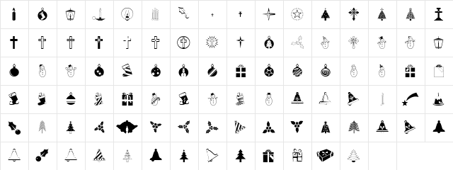 Christmas Regular  glyph index