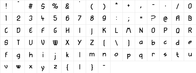 SarahBernhardt Regular  glyph index