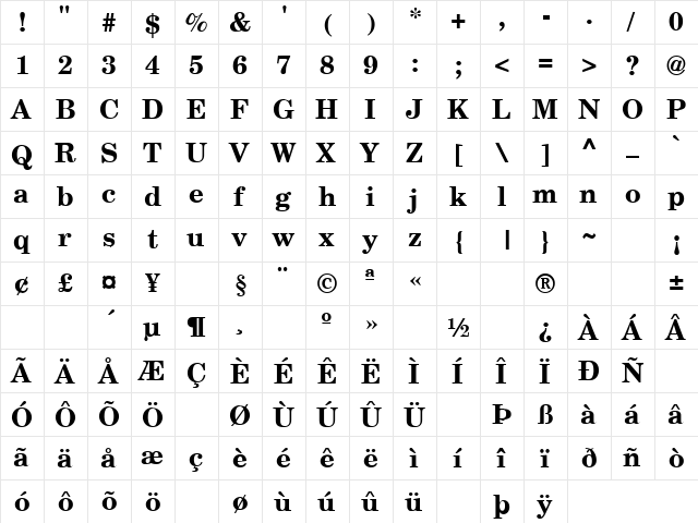 Adam's Apple 2 Regular  glyph index