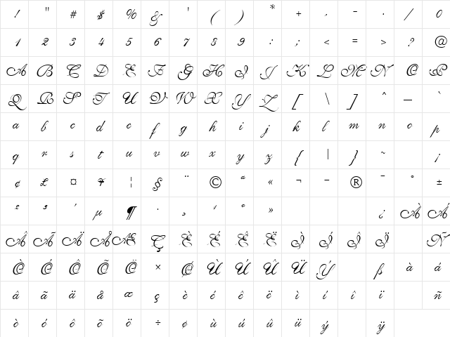 SaffronToo Normal  glyph index