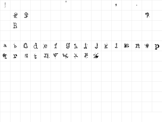 Bracille Regular  glyph index