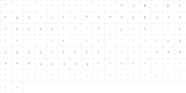 Richie Youthfield Alt Regular  glyph index