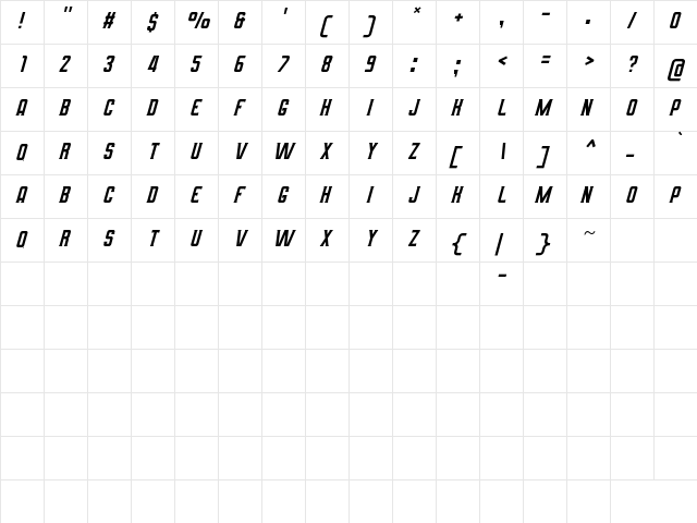 Amsterdam Signature Duo Italic Regular  glyph index