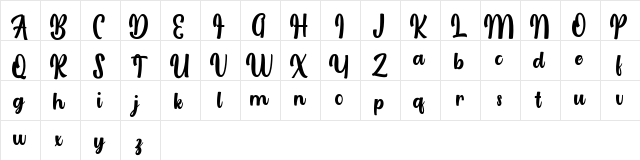 Laggran Script FREE Regular  glyph index