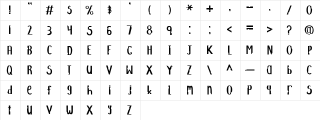 Chomp Regular  glyph index