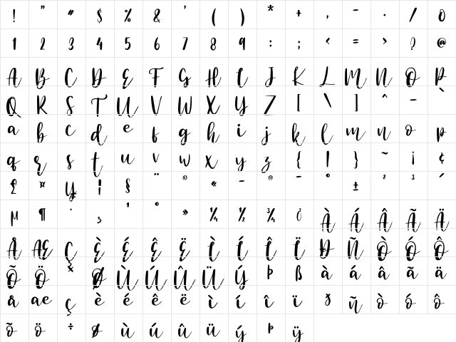 Beauty Mermaid - Personal Use Regular  glyph index