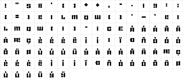 Pelode Regular  glyph index