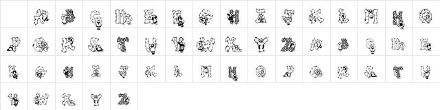 Patchwork Angel Regular  glyph index