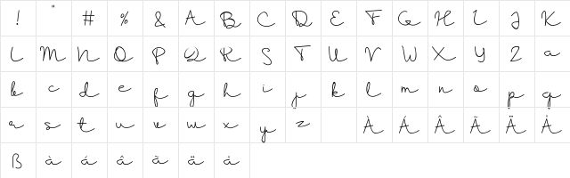 Bielifild Regular  glyph index
