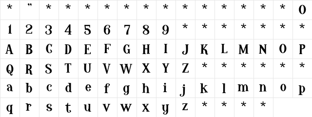 Hopeless Heart DEMO Regular  glyph index