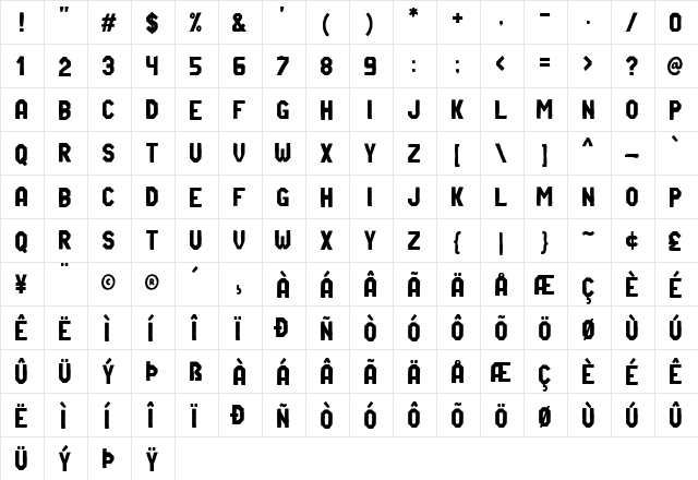 Riverside Sans Regular  glyph index