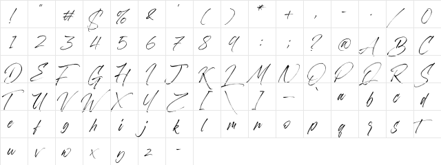 Aerobrush Regular  glyph index