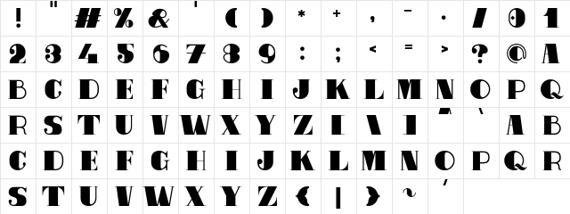 Metal Plate Regular  glyph index