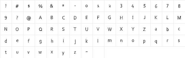 CollegeThrash Regular  glyph index