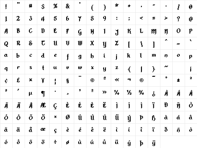 Alkhemikal Medium  glyph index