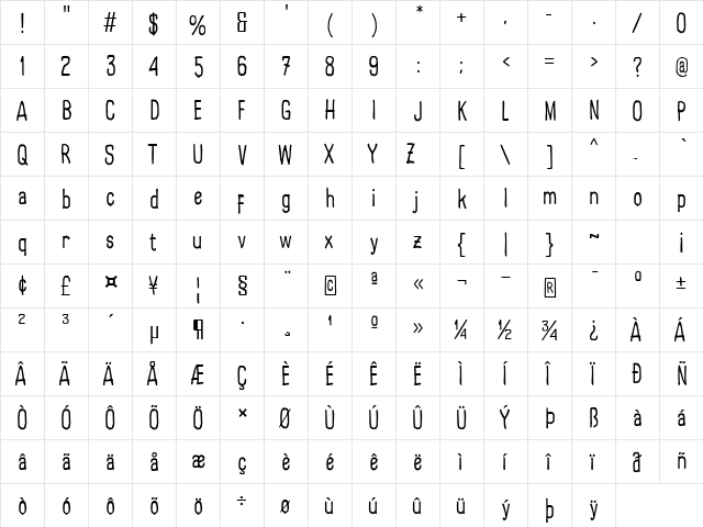 Larispol Handwritten Regular  glyph index