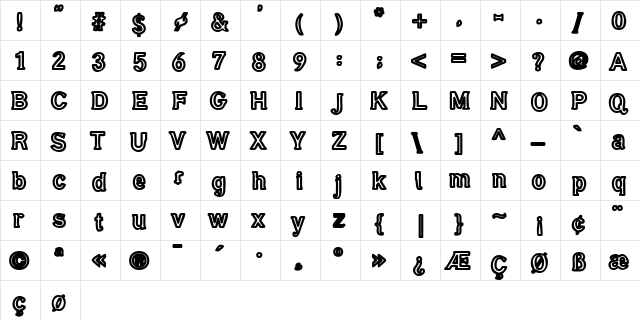 Gubbr Regular  glyph index