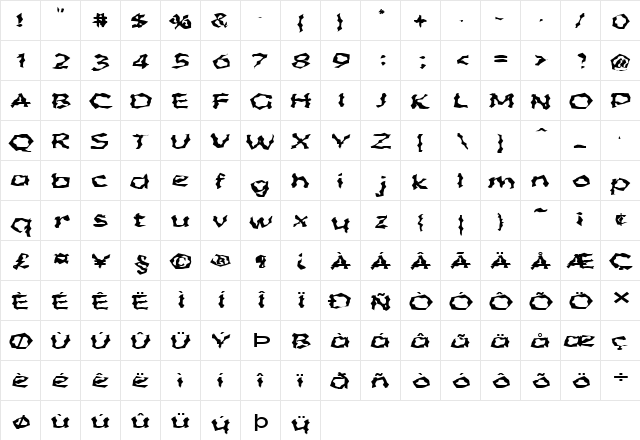 FZ WACKY 55 EX Normal  glyph index