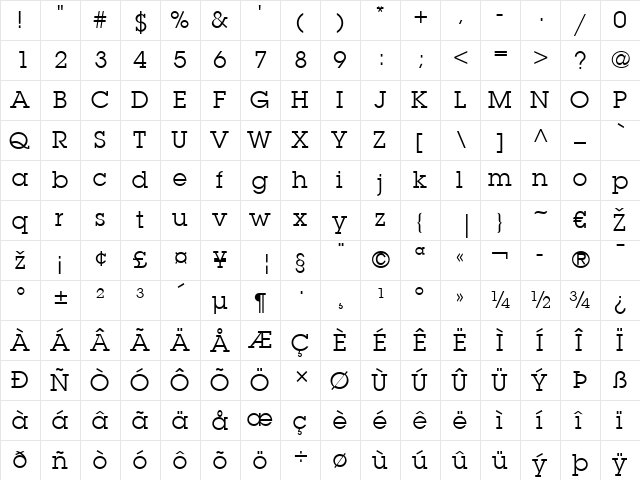 LubalinGraph LT Regular  glyph index