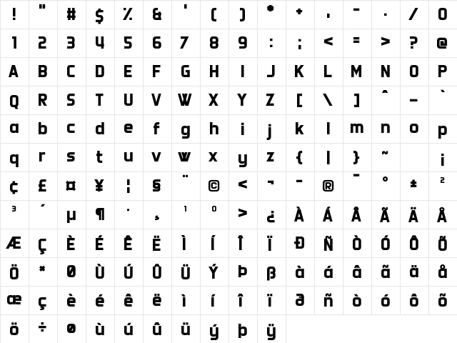 Doubleplus Regular  glyph index