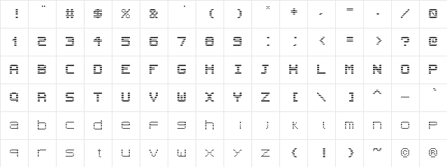 Vector Dream Regular  glyph index