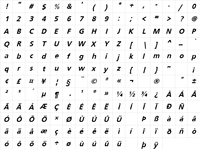 Four Sticks 17 Regular  glyph index