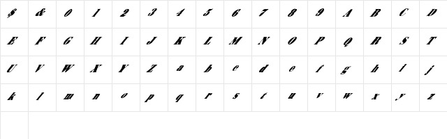BreakingNews Regular  glyph index