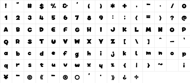 MinnanoUtaAL Regular  glyph index
