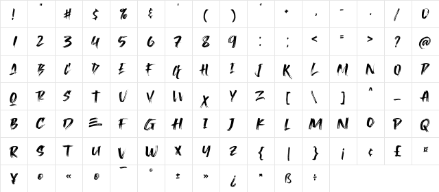 Caendr Regular  glyph index