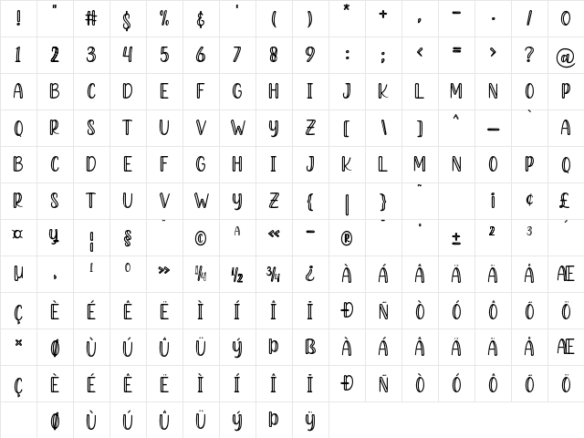 Hashed Browns Outline Regular  glyph index