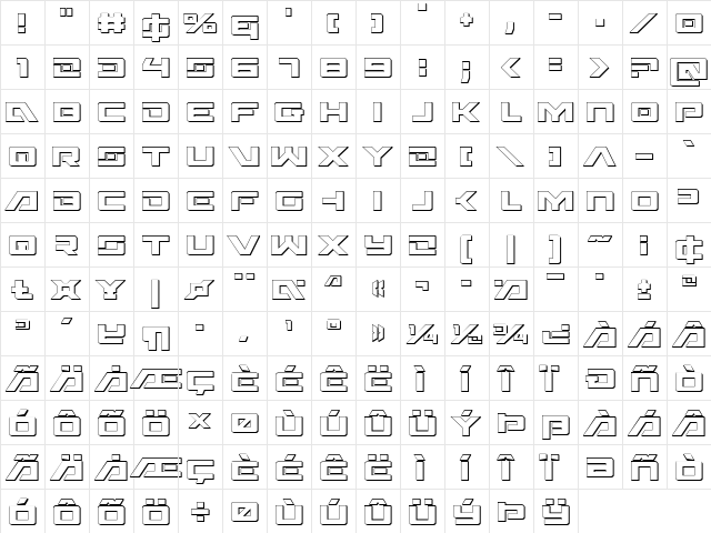 Wildcard 3D Regular  glyph index