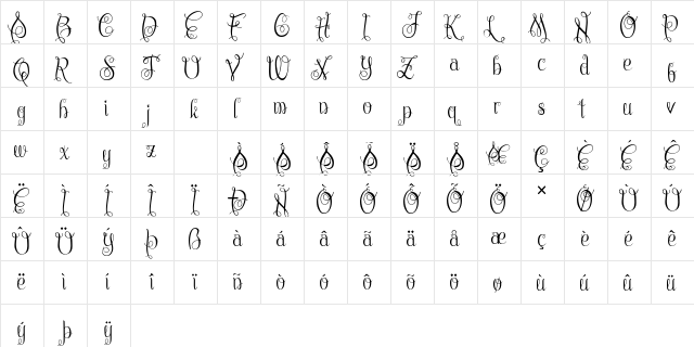 Chattelyne Regular  glyph index