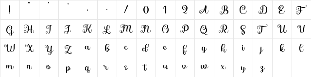 Saylina Regular  glyph index