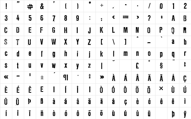 LL Rubber Grotesque Regular  glyph index