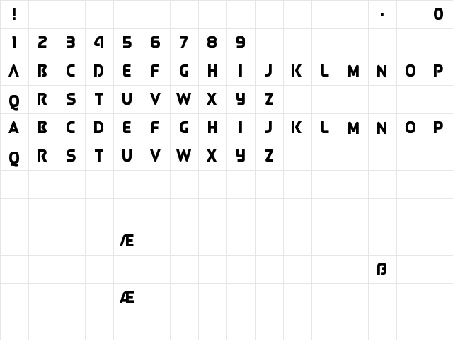 Queen of Camelot 2.0 Regular  glyph index