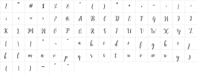 andiney Regular  glyph index
