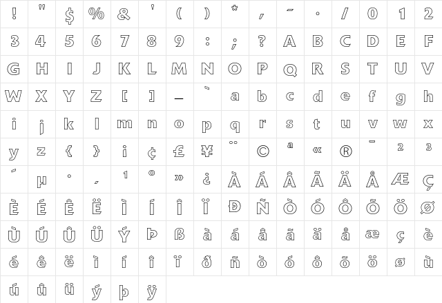 Delta Jaeger Outline  glyph index