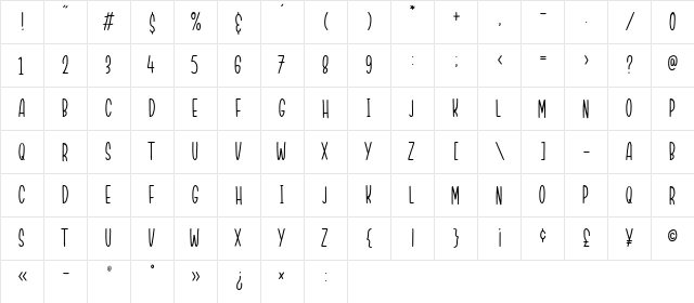 NORTHWOOD Regular  glyph index