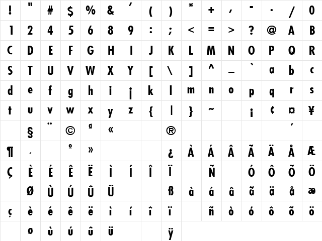 Thank You 7 Regular  glyph index