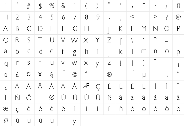 Stewardson Regular  glyph index