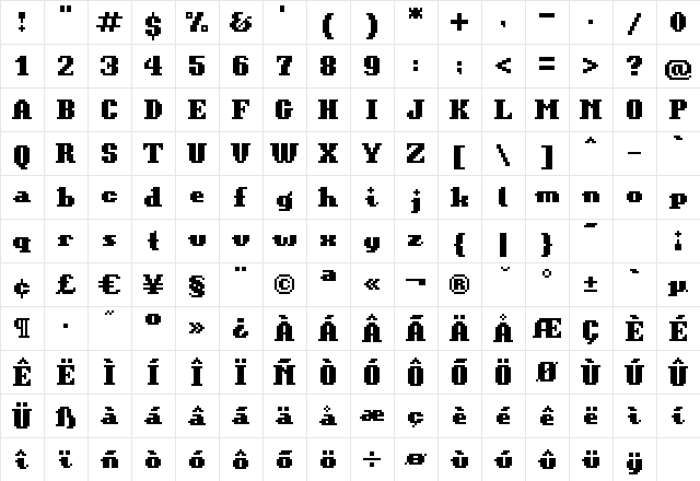 Bit KitInformal Regular  glyph index