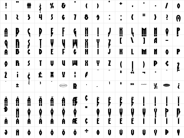 Zirconian Expanded Expanded  glyph index