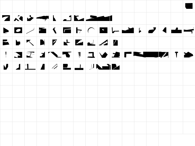 Toypography Regular  glyph index