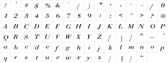 Hensley Ext-Nor 2 Regular  glyph index
