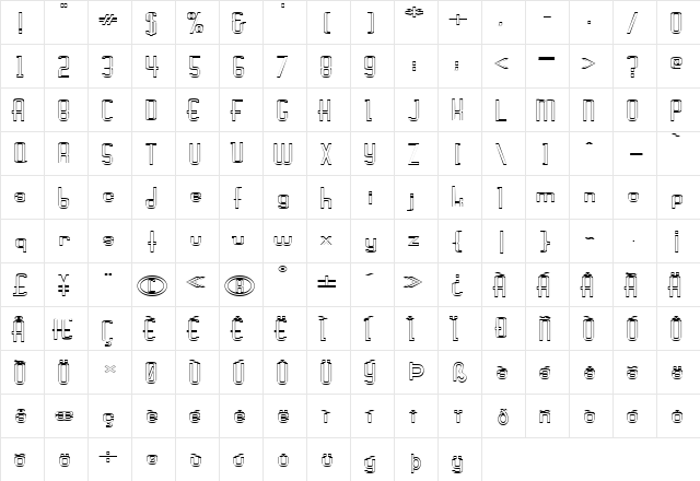 FZ BASIC 44 HOLLOW EX Bold  glyph index
