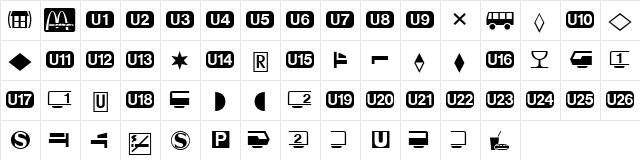 DeutscheBahnAG Regular  glyph index