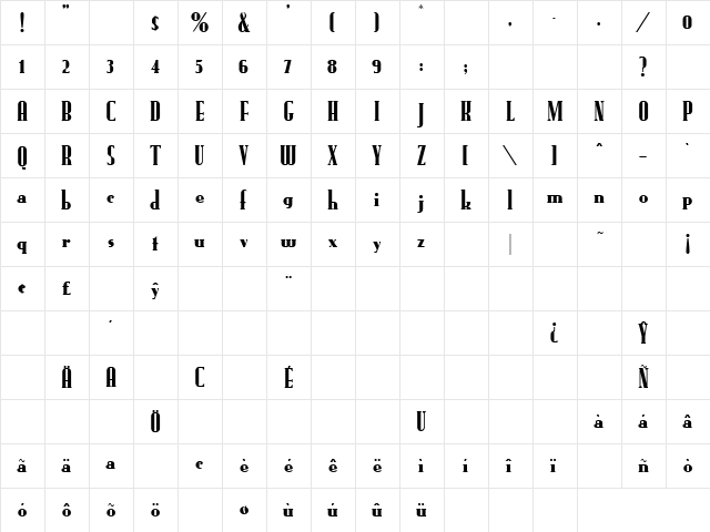 New Kid 2 Regular  glyph index