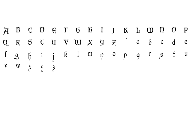 Perigord Regular  glyph index
